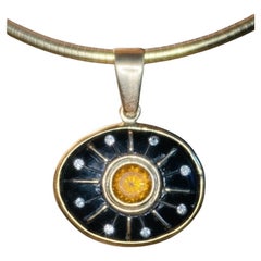 SOL Pendant, 14k Gold, Black Onyx, Diamonds & Citrine