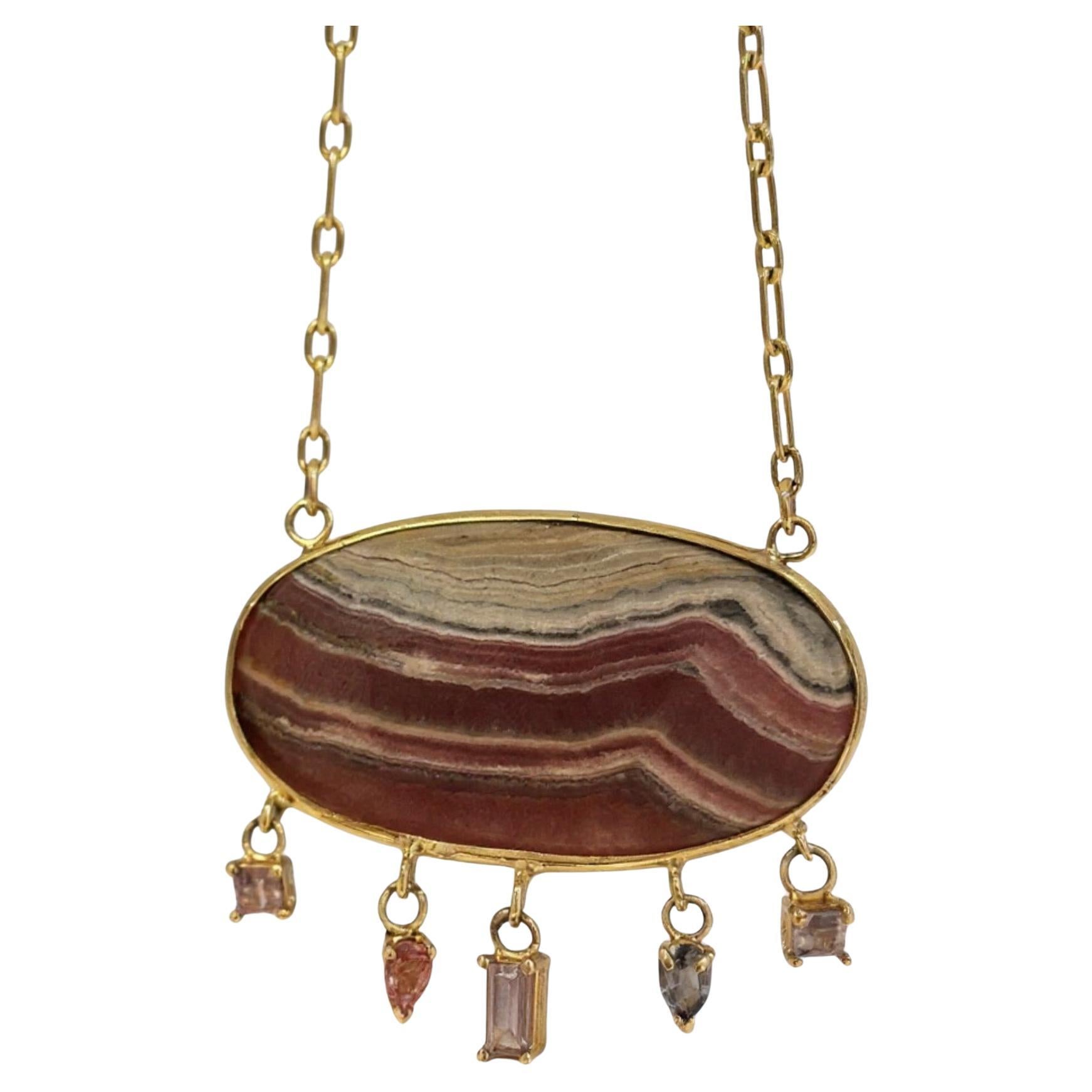 Rhodochrosit 
Spinell Halskette mit 14k Gold Kette