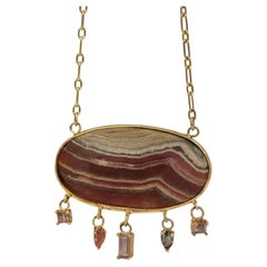 Collana con rodochrosite e spinello e catena in oro 14k