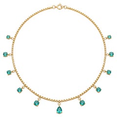 Emerald Fringe Necklace, 14k Gold, Zambian Emeralds
