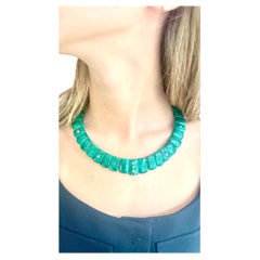 Epic CLEOPATRA Collar Necklace, Malachite and Diamonds and 14k Gold