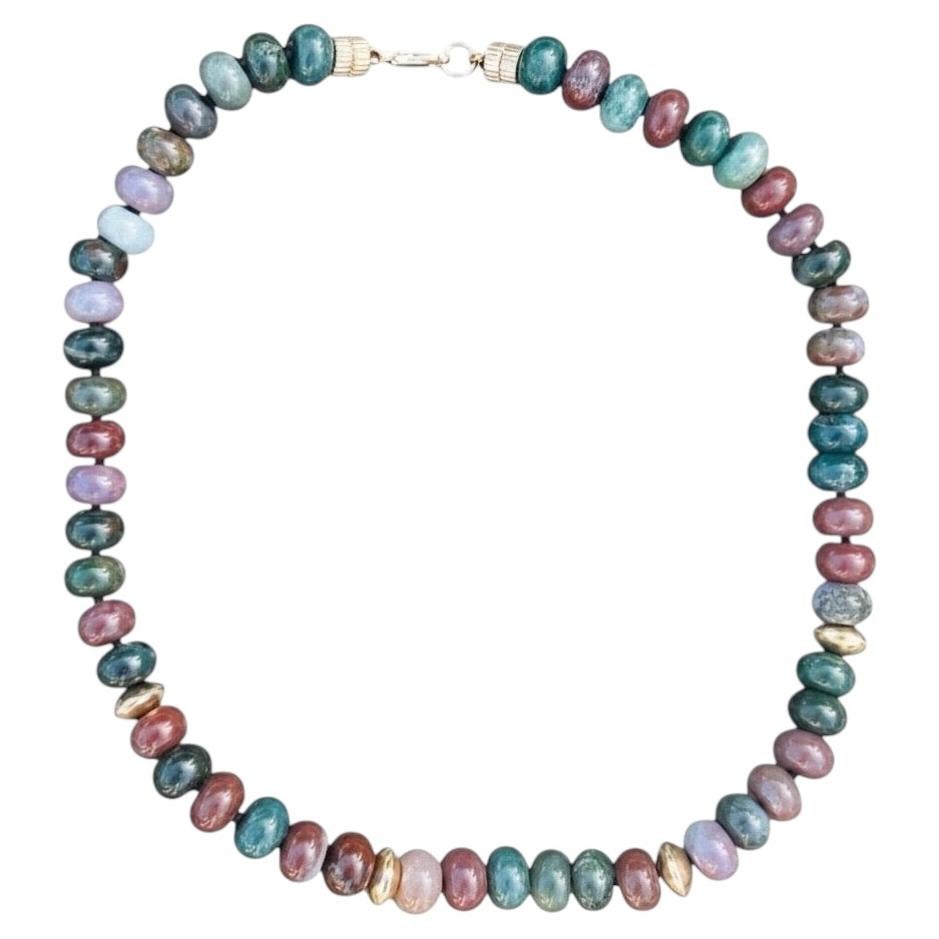 Collana con perline a rondella in agata levigata e oro 14k, 16,5”