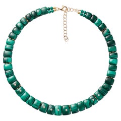 Collier CLEO, malachite, diamants et or 14k