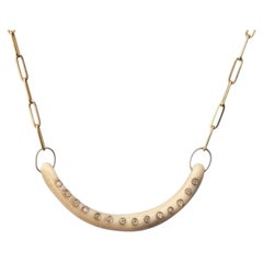 Diamond SMILE Necklace with Shell and 14k Gold on a Paperclip Chain