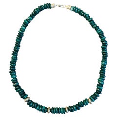 Green Aventurine and 14k Gold Necklace, 17.5"