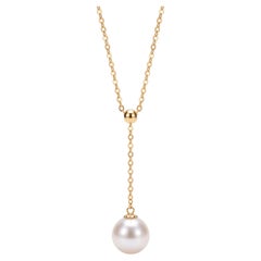 18K Gold Adjustable Pearl Drop Necklace by Jen Proudman Jewelry, New