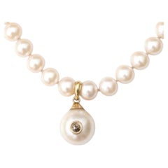 Collar de Perlas Cultivadas con Perla de Tahití, Diamante Champán y Oro de 14k