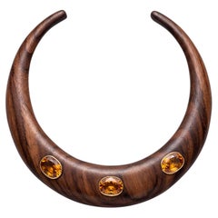 Collana con collare in Wood Wood con Citrini di Madeira e oro 14k