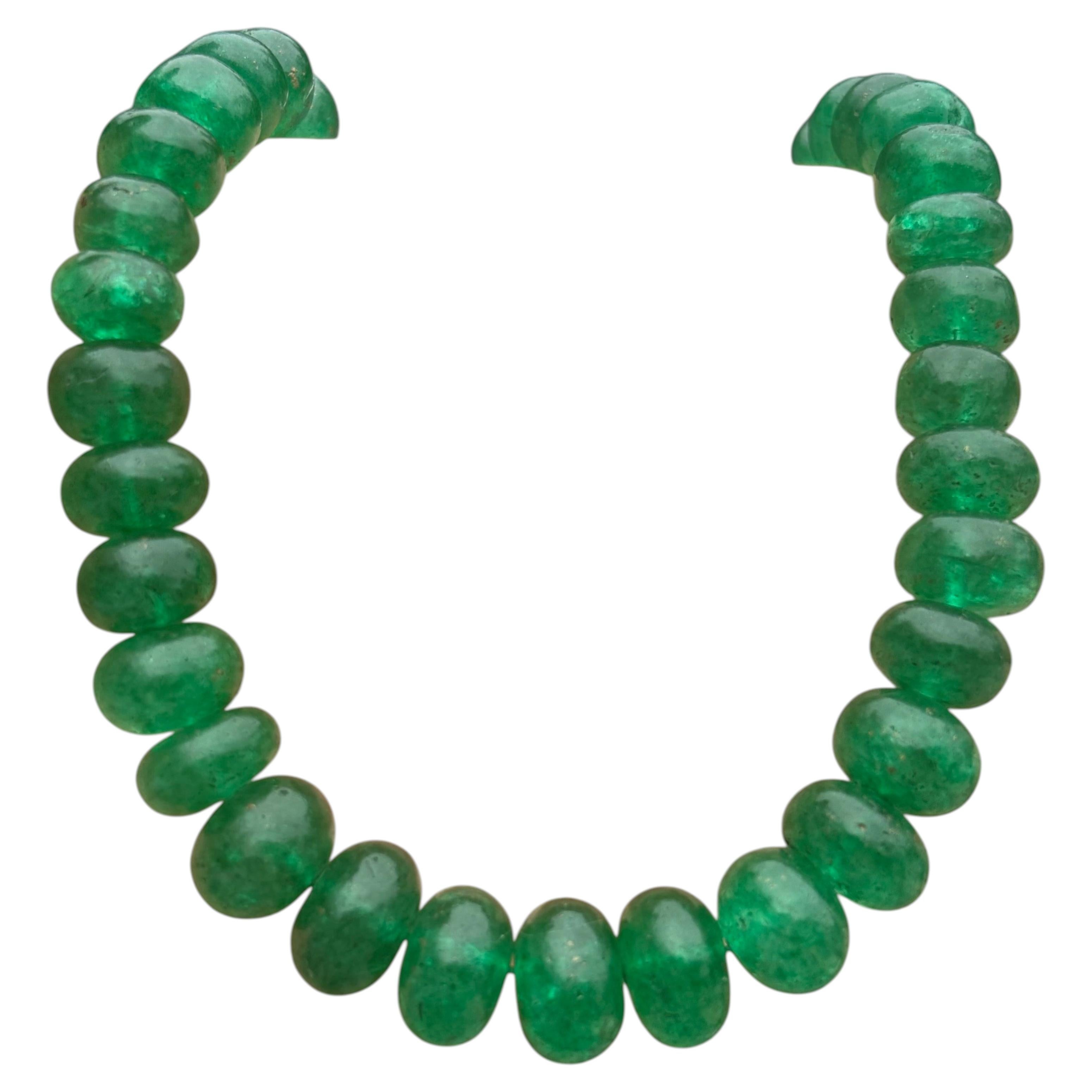 Epic Zambian Emerald Bead Necklace with 14k Gold Extender Clasp