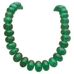 Epic Zambian Emerald Bead Necklace with 14k Gold Extender Clasp