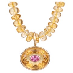 DISCO Necklace: Citrine, Pink Sapphire and 14k Gold, 16"