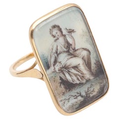 Grande anello georgiano francese in oro 18 carati, gioiello sentimentale