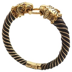 Gay Freres tigers bracelet in 18k gold and silver, bangle tiger bracelet