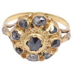 Georgian diamond cluster ring in 18k gold, Iberian ring