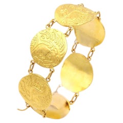 Vintage French 22K Gold Monnaie de Paris Coin Bracelet, Heavy 78g Parisii Celtic