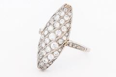 Marquise Shaped Diamond Platinum Cluster Ring