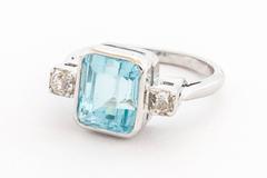 5.00 Carat Aquamarine Diamond Gold Ring