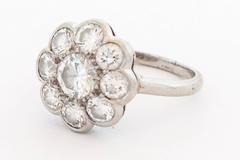 Diamond Platinum Daisy Cluster Ring