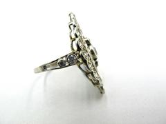 1930s Diamond Marquise Shaped Cluster Ring