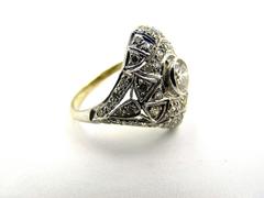 Art Deco Diamond Gold Cluster Plaque Ring