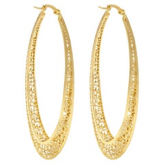 Milky Way Large Big Hoop Earrings 14 Karat Solid Gold Maximalist Handmade