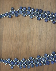 120 Carat Natural Burma No Heat Blue Sapphire Cabochon Diamond Titanium Necklace
