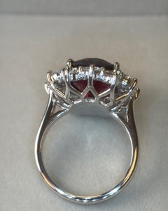 7.24 Carat Natural Burma No Heat Vivid Red Spinel Diamond Platinum Ring