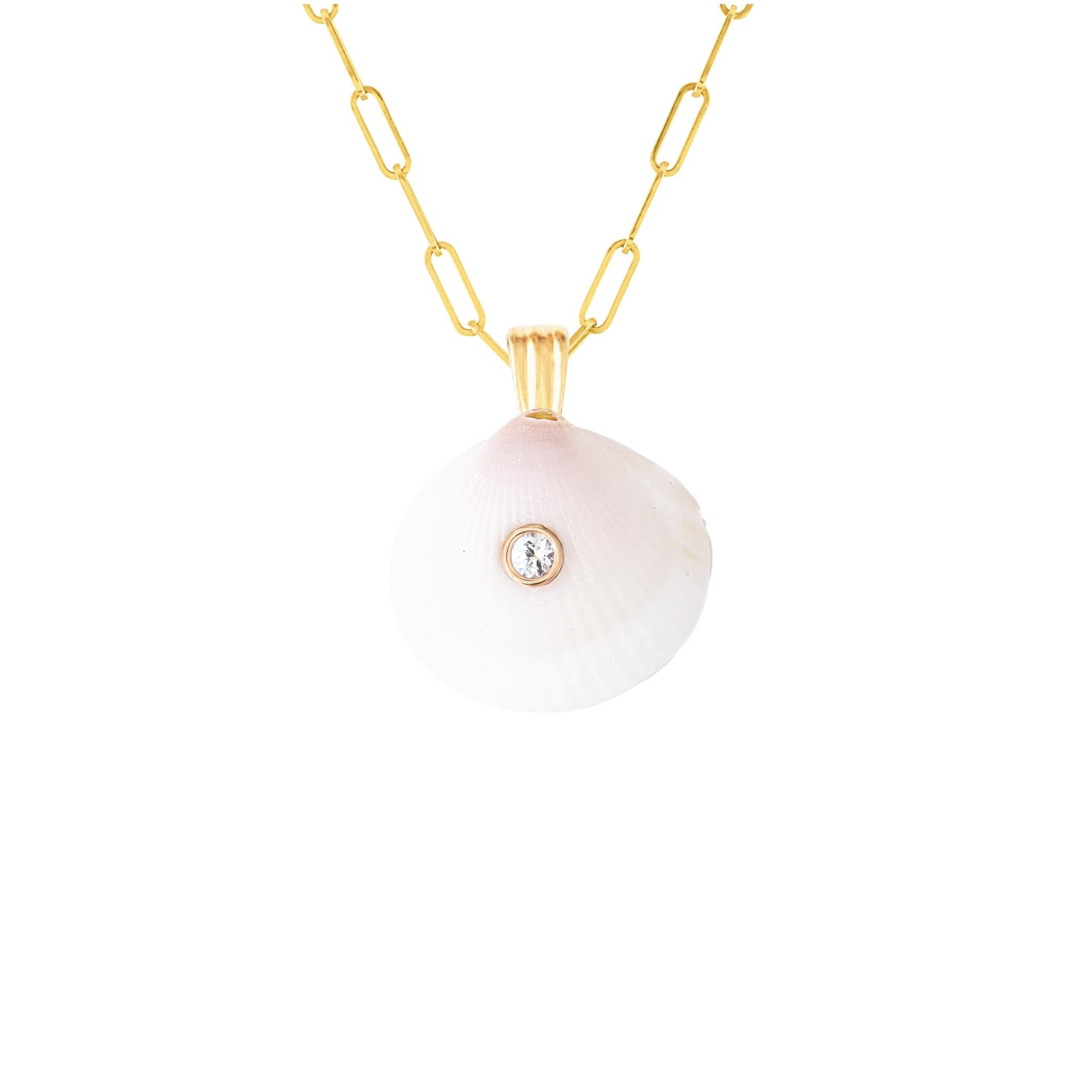 Moderne Pendentif Stella en or 14 carats et saphir blanc pierre précieuse naturelle en vente