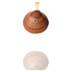 Oro Natural Shell Pendant with 14k Gold and Amethyst Natural Gemstone