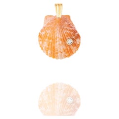 Canto Natural Shell Anhänger mit 14k Gold und weißem Saphir natürlichen Edelstein