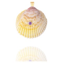 Omnis Natural Shell Pendant with 14k Gold and Amethyst Natural Gemstone