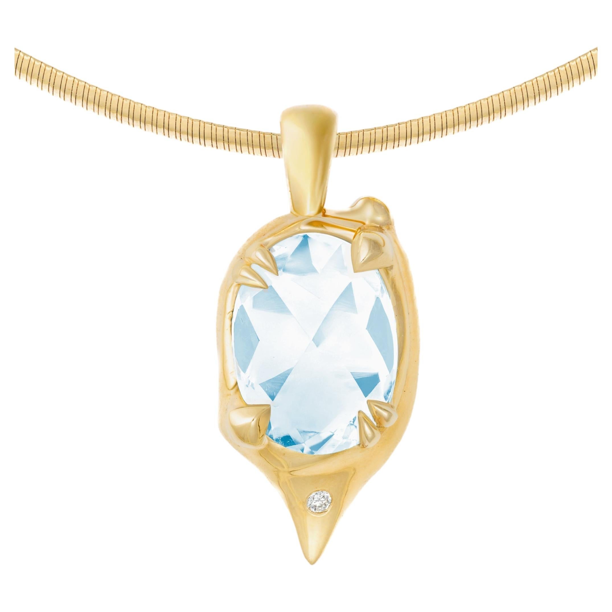 Cadiz Blautopas und Diamant-Halskette im Angebot