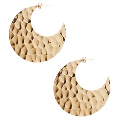 Large Hammered 14k Solid Yellow Gold Hoops