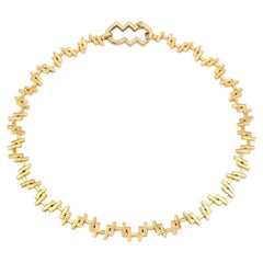 LÖF Art Deco 18k Solid Yellow Gold Multi-Link Chain Link Necklace