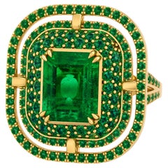 Certified 2 Carat Emerald Cocktail Ring