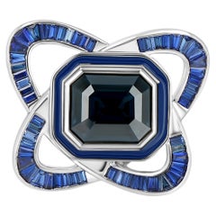 LÖF 18k White Gold 7 Carat Spinel and 1.12 Carat Sapphire cocktail ring