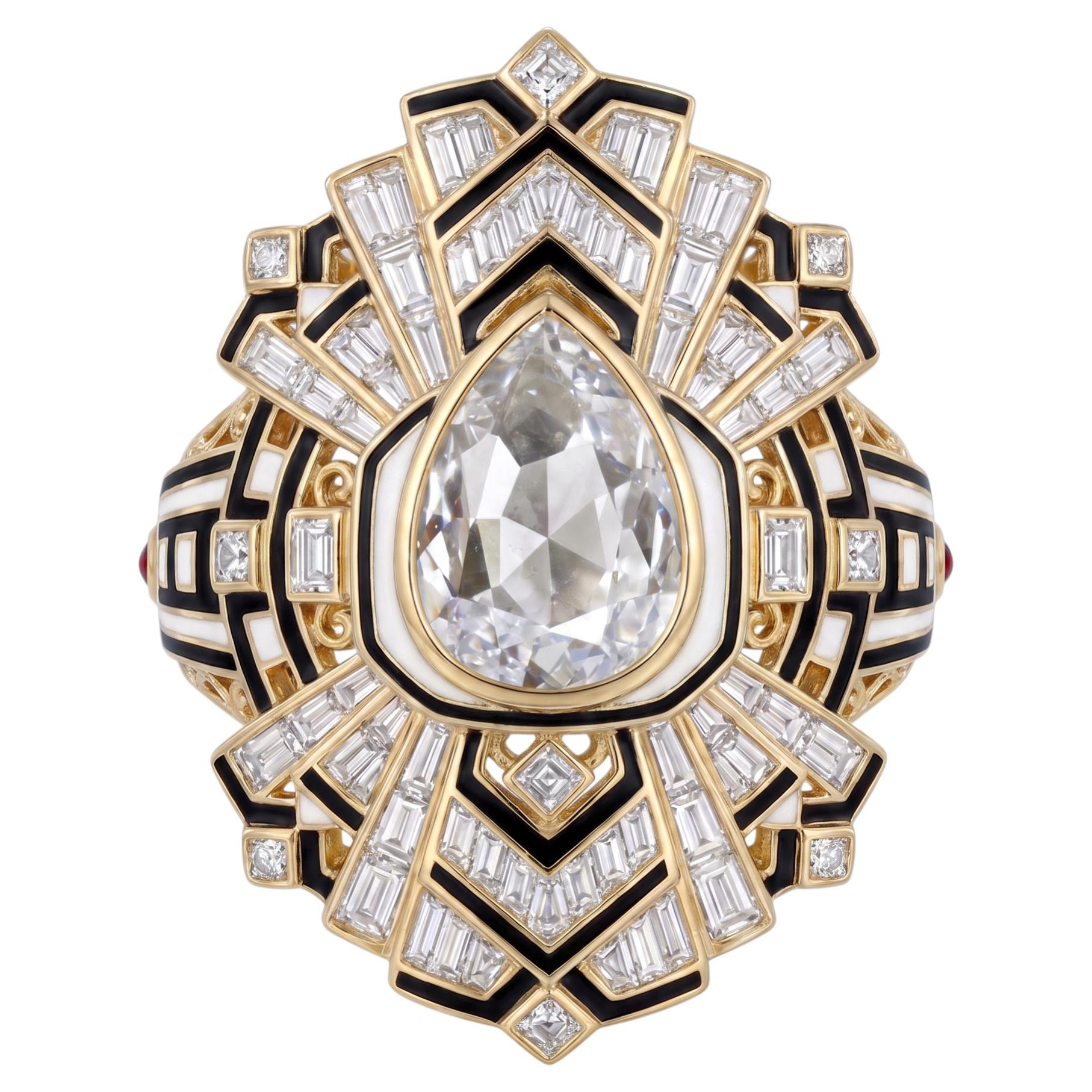 Limited Edition. GIA Certified 6.5 Carat Antique Diamond Cocktail ring
