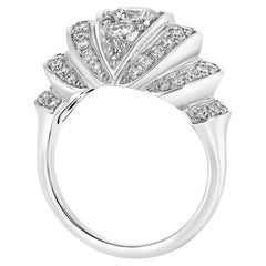 Anillo de cóctel de oro blanco de 18 quilates con diamante en cúpula de 2,05 quilates certificado por el GIA Anillo de cóctel de oro blanco de 18 quilates con diamante en cúpula de 2,05 quilates certificado por el GIA