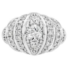 GIA Certified Old European Diamond Domed 18k Gold Cocktail Ring