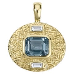LÖF 18k Yellow Gold Spinel and Antique Diamond chunky medallion pendant