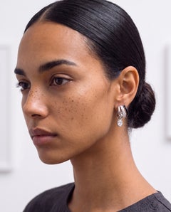 LÖF Black Onyx and 18k White Gold Half Hoops with Diamonds and Sapphires