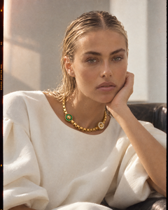 LÖF Heavy 18k Yellow Gold Chain link necklace with 10 Carats diamond medallions