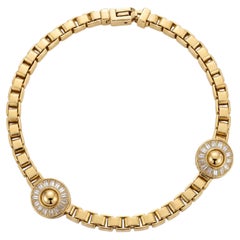 LÖF Heavy 18k Yellow Gold Chain link necklace with 10 Carats diamond medallions
