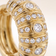Orecchini a cerchio LÖF in oro giallo 18 carati stile Art Déco da 15 mm con diamanti a taglio europeo antico