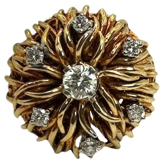 18K Yellow Gold and Diamond Tiffany Ring