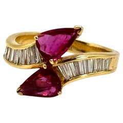 18K Yellow Gold Ruby and Diamond Ring