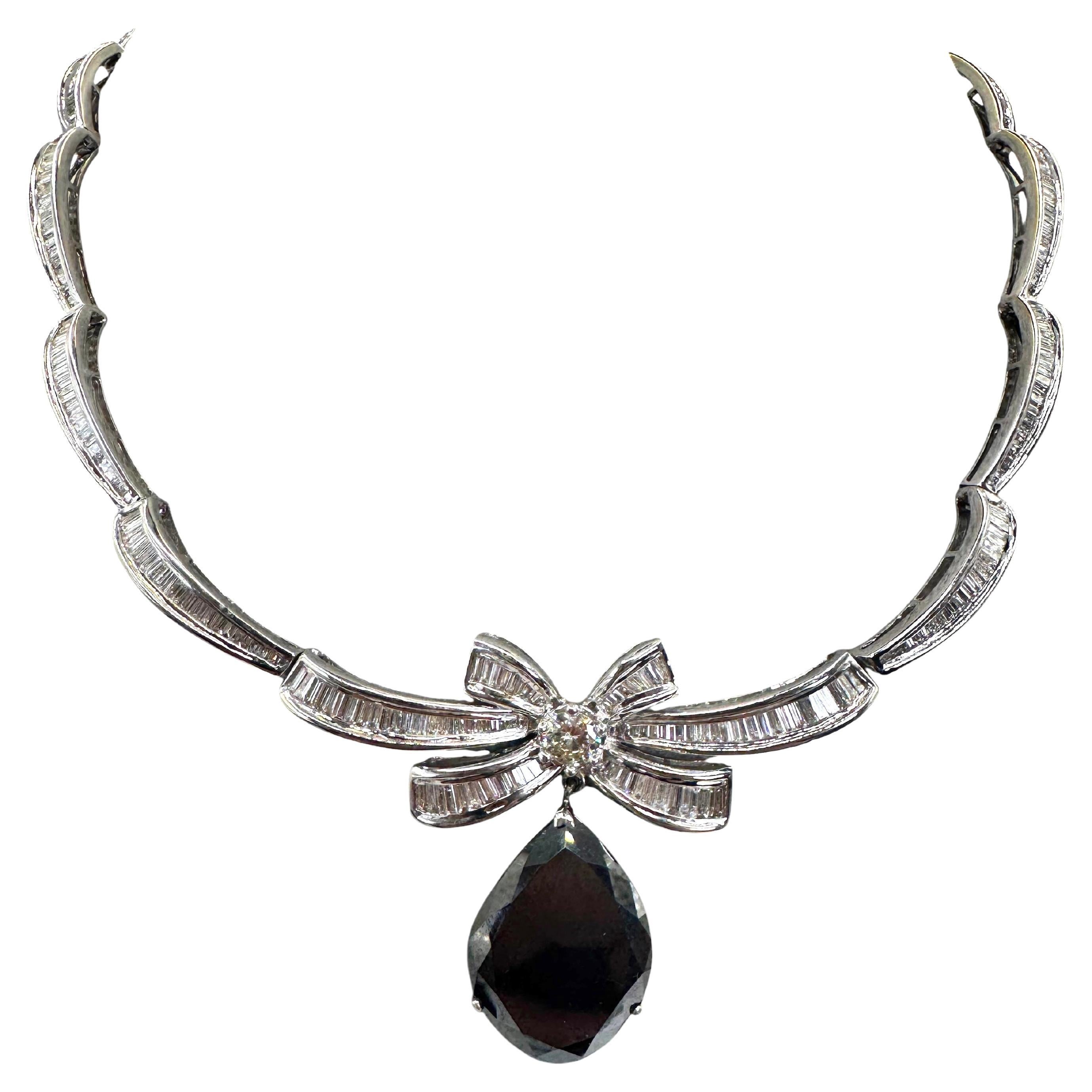 18K White Gold Black Diamond Necklace