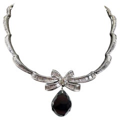 18K White Gold Black Diamond Necklace