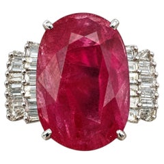 18K White Gold Ruby and Diamond Cocktail Ring