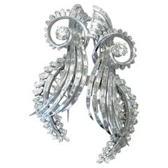 Platinum Diamond Swirl Brooch Convertible Clip